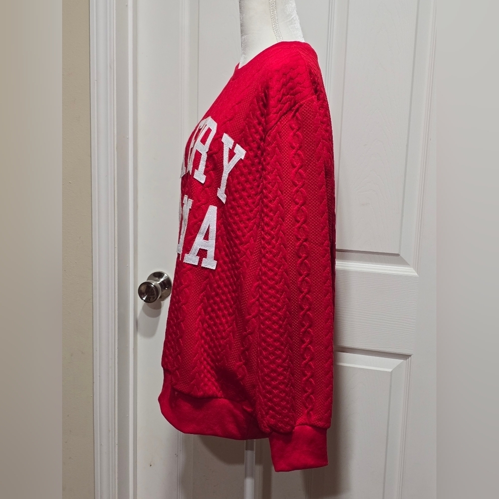 Simply Southern Red "Merry Mama" Sweater Sweatshirt - Picture 4 of 12